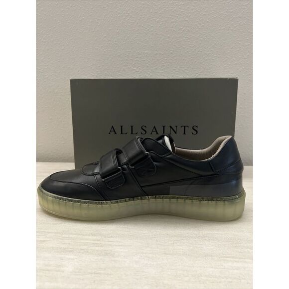 All Saints Men's Sz 12 US/45 EU Jonah Strap Black Leather Shoes - Picture 4 of 9